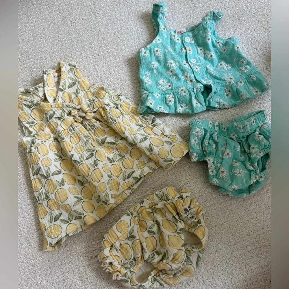 Lemon Print Dress + FREE Floral Set